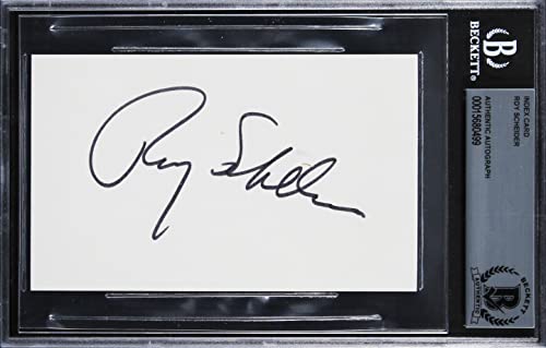 Roy Scheider Jaws Authentic Signed 3x5 Index Card Autographed BAS Slabbed 1
