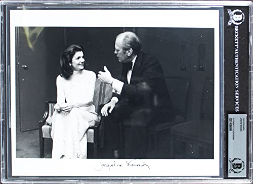 Jacqueline Onassis Kennedy Signed 8x10 Black & White Photo Auto 9! BAS Slabbed