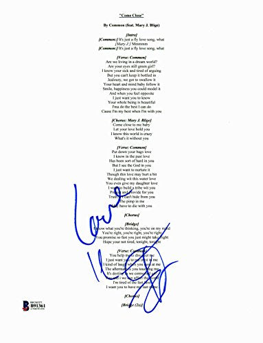 Common Authentic Signed 8.5x11 Come Close Lyric Sheet Autographed BAS #B91361