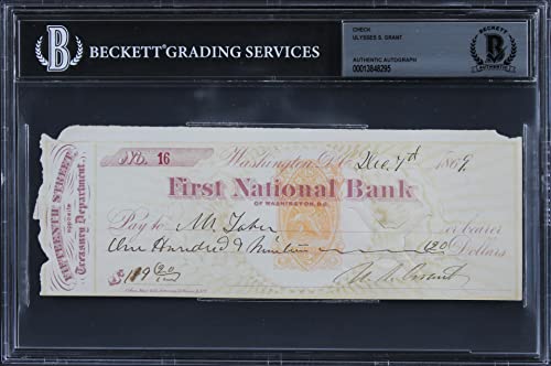 Ulysses S. Grant Authentic Signed 2.75x8 Check Dated Dec. 7th, 1869 BAS Slabbed
