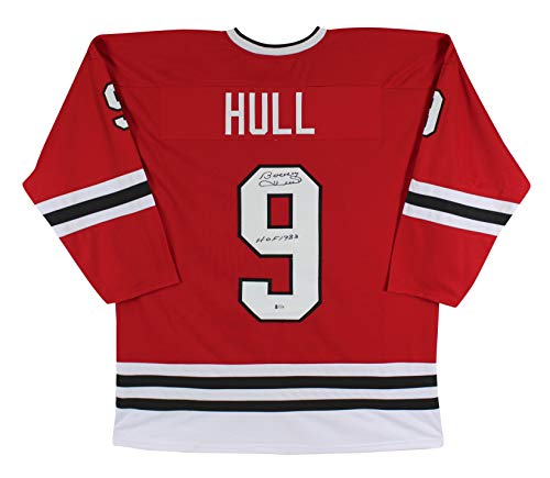 Bobby Hull "HOF 1983" Authentic Signed Red Pro Style Jersey Autographed BAS