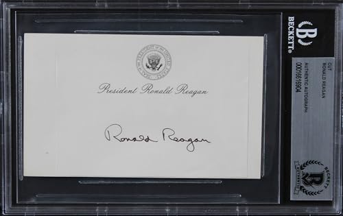Ronald Reagan Authentic Signed 3x4.5 Cut Signature Autographed BAS Slabbed 2