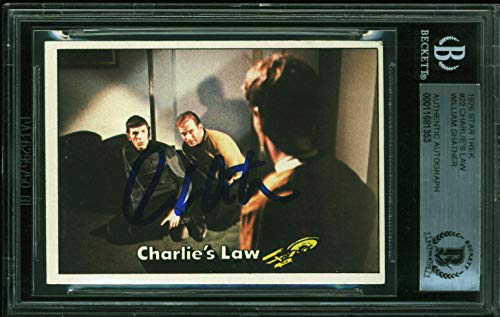 William Shatner Signed 1976 Star Trek #22 Charlie's Law Auto Card BAS Slabbed