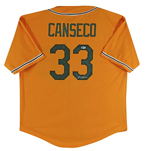 Jose Canseco Authentic Signed Yellow Pro Style Jersey Autographed BAS Witnessed