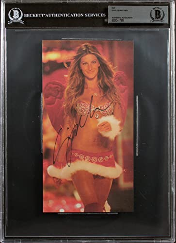 Gisele Bundchen Authentic Signed 4.5x8.5 Cut Signature BAS Slabbed