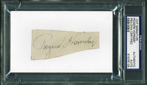 Rogers Hornsby Authentic Signed 1.5X3.5 Cut Autographed PSA/DNA Slabbed