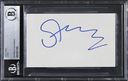 Sting The Police Authentic Signed 3x5 Index Card Autographed BAS Slabbed