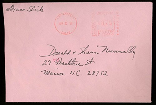 Grace Slick Jefferson Starship Authentic Signed 4x6 1989 Envelope PSA #AA82778