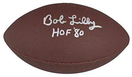 Cowboys Bob Lilly "HOF 80" Signed Wilson Super Grip Nfl Football BAS Witnessed