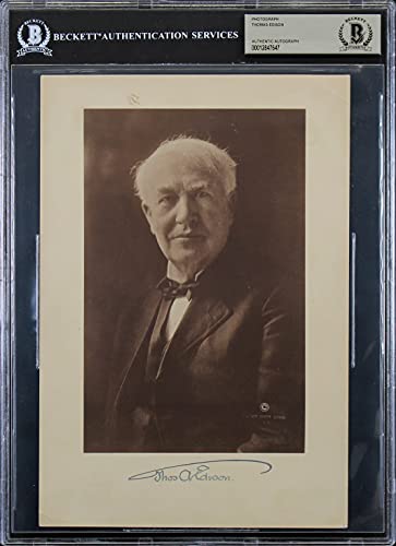 Thomas Edison Authentic Signed 6.75x10 Cabinet Photo Dated May 4, 1878 BAS Slab