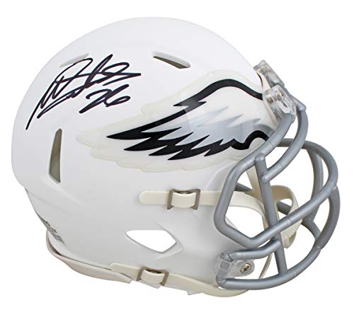 Eagles Miles Sanders Signed Flat White Speed Mini Helmet Autographed JSA Witness