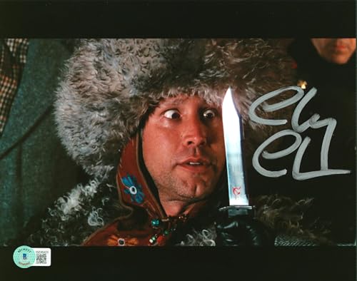 Chevy Chase Spies Like Us Authentic Signed 8x10 Knife Photo BAS Witnessed