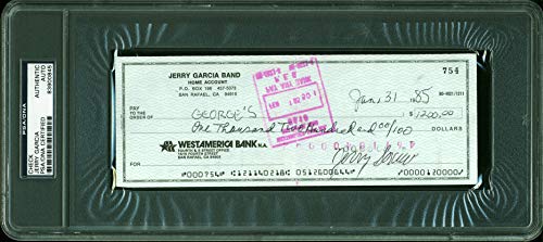 Jerry Garcia Grateful Dead Signed 3x8.25 Check Dated June 31, 1985 PSA Slabbed