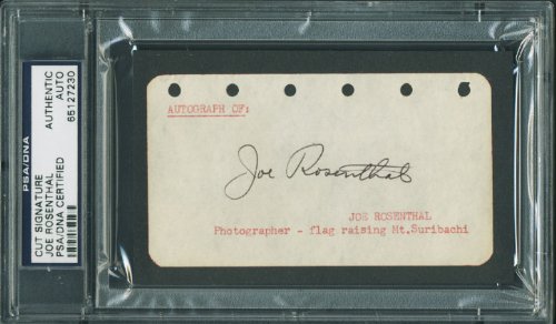 Joe Rosenthal Iwo Jima Photographer Authentic Signed 2.5X4.5 Cut PSA/DNA Slabbed
