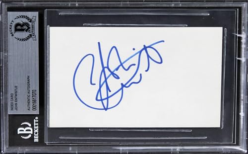 John Entwistle The Who Authentic Signed 3x5 Index Card Autographed BAS Slabbed 2