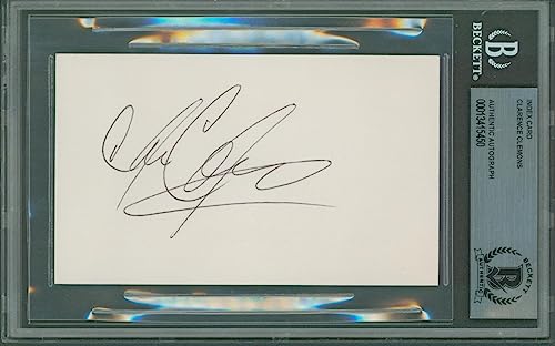 Clarence Clemons E Street Band Authentic Signed 3x5 Index Card BAS Slabbed