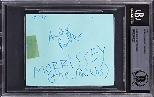 Morrissey & Andy Rourke The Smith's Signed 3.35x4 Cut Signature BAS Slabbed