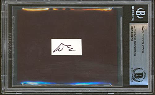 Dwight D. Eisenhower Authentic Signed .5x1 Cut Signature Autographed BAS Slabbed
