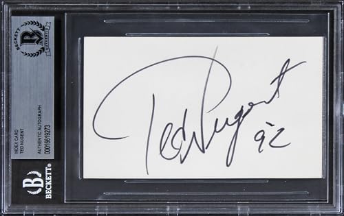 Ted Nugent Musician Authentic Signed 3x5 Index Card Autographed BAS Slabbed