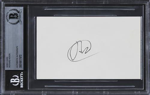 Richard Nixon Authentic Signed 3x5 Index Card Autographed BAS Slabbed 2