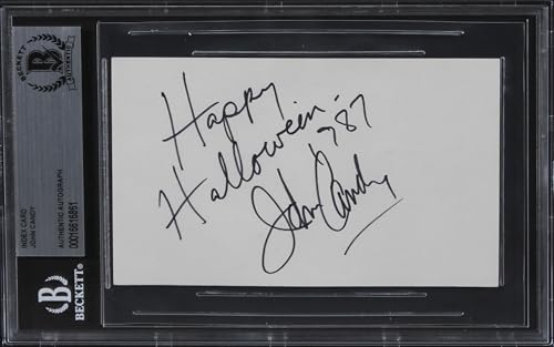 John Candy Uncle Buck "Happy Halloween" Signed 3x5 Index Card BAS Slabbed