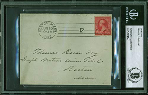 Grover Cleveland Authentic 3.5x4.5 June 1892 Handwritten Envelope BAS Slabbed