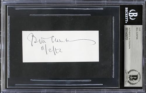Bill Clinton "11/2/12" Authentic Signed 1.5x3.75 Cut Signature BAS Slabbed
