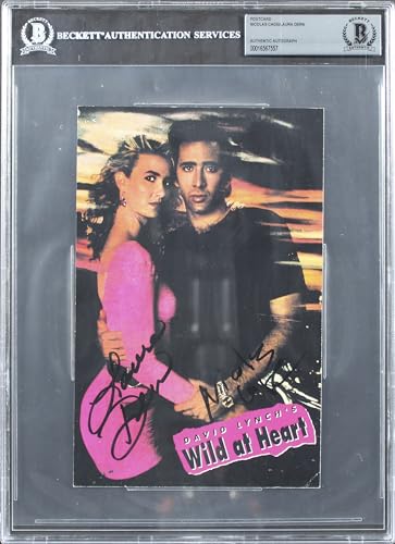 Nicolas Cage & Laura Dern Wild At Heart Signed 5.5x8.5 Postcard BAS Slabbed 2
