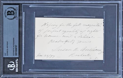 Susan B. Anthony "Vote for Woman Suffrage" Signed 2.5x4 Cut Signature BAS Slab