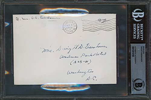 Dwight D. Eisenhower Signed 4.25x6.25 Envelope Postmarked Oct 2, 1942 BAS Slab
