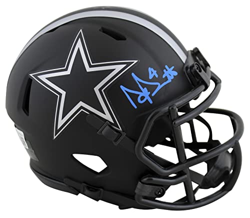Cowboys Dak Prescott Authentic Signed Eclipse Speed Mini Helmet BAS Witnessed