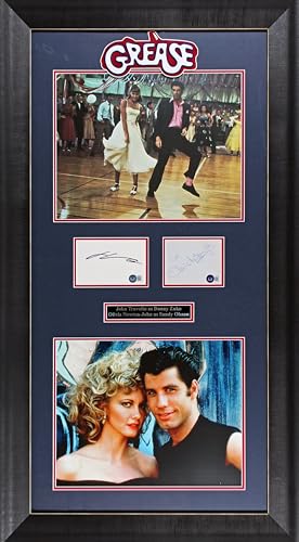 John Travolta & Olivia Newton John Grease Authentic Signed Framed Display BAS 1