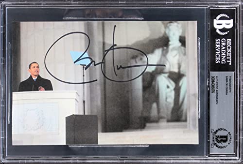 Barack Obama Authentic Signed 4.5x7 Photo Auto Graded Gem Mint 10! BAS Slabbed