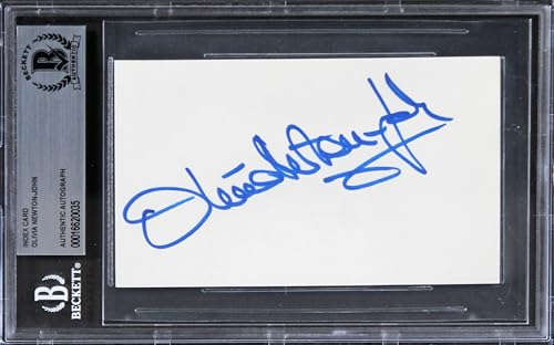 Olivia Newton-John Grease Authentic Signed 3x5 Index Card BAS Slabbed