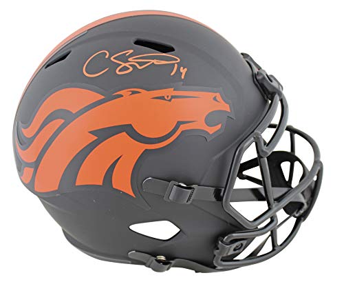 Broncos Courtland Sutton Signed Eclipse Full Size Speed Rep Helmet JSA Witness