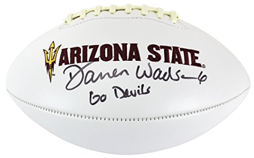 ASU Darren Woodson "Go Devils" Signed White Panel Logo Football BAS Witnessed