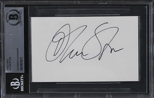 Oliver Stone Platoon Authentic Signed 3x5 Index Card Autographed BAS Slabbed 1