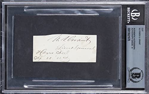 Ulysses S. Grant Authentic Signed 1.35x3 Cut Signature Auto Mint 9! BAS Slabbed