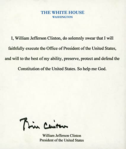 Bill Clinton Signed 5.5x6.5 Oath Of Office Cut Signature Auto 10! BAS #AA03541