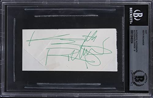 Keith Richards Rolling Stones Signed 2x4.5 Cut Sig Auto Graded 9! BAS Slabbed