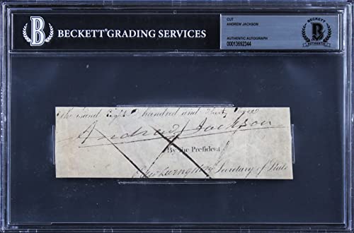 Andrew Jackson Authentic Signed 1.75x6 Cut Signature Autographed BAS Slabbed