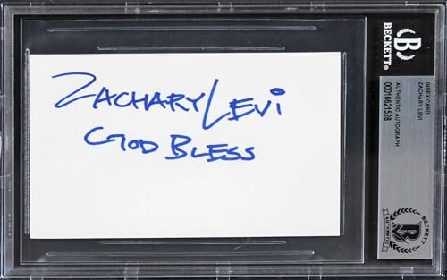 Zachary Levi Shazam! "God Bless" Authentic Signed 3x5 Index Card BAS Slabbed
