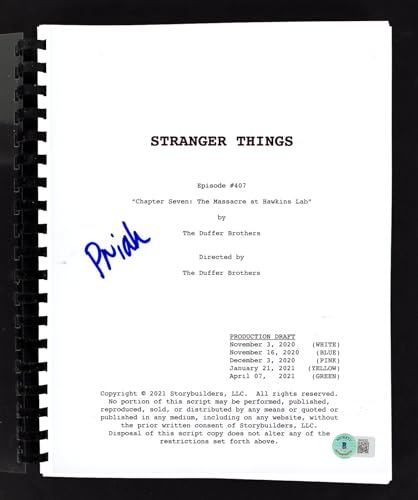 Priah Ferguson Stranger Things Authentic Signed Movie Script BAS #BK02222