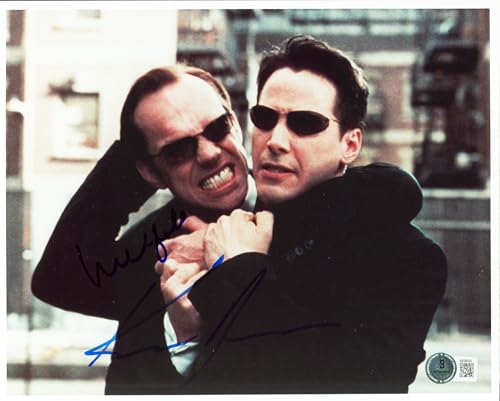 Keanu Reeves & Hugo Weaving The Matrix Authentic Signed 8x10 Photo BAS #AE09323