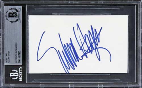Salma Hayek Grown Ups Authentic Signed 3x5 Index Card Autographed BAS Slabbed