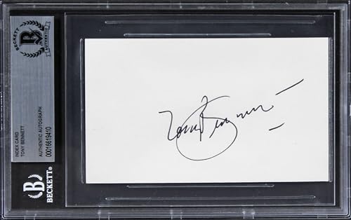 Tony Bennett Musician Authentic Signed 3x5 Index Card Autographed BAS Slabbed 3