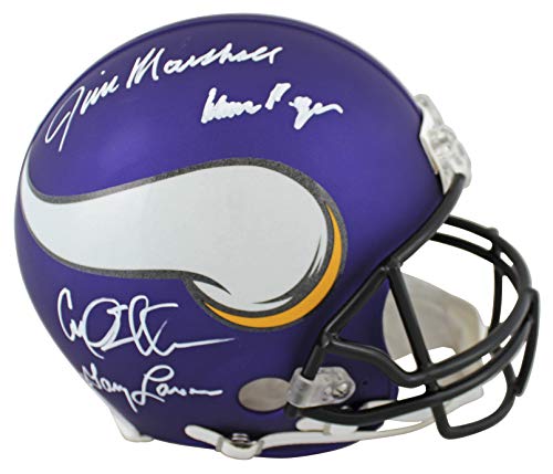 Vikings Purple People Eaters (4) Signed Full Size Proline Helmet BAS Witnessed