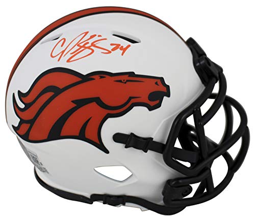 Broncos Champ Bailey Authentic Signed Lunar Speed Mini Helmet BAS Witnessed