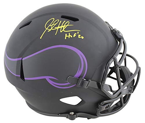 Vikings Steve Hutchinson Signed HOF Eclipse F/S Speed Rep Helmet Yellow Sig BAS