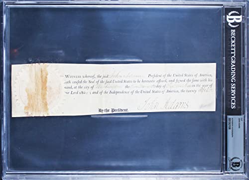 John Adams Authentic Signed 2.75x10.75 1800 Cut Signature BAS Slabbed